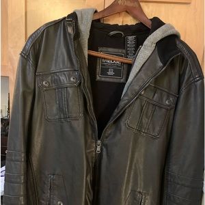 Mens Layered Leather-Like Jacket